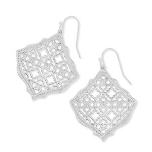 Kendra Scott | Silver Kirsten Diamond Dangle Earrings in Filigree | NEW
